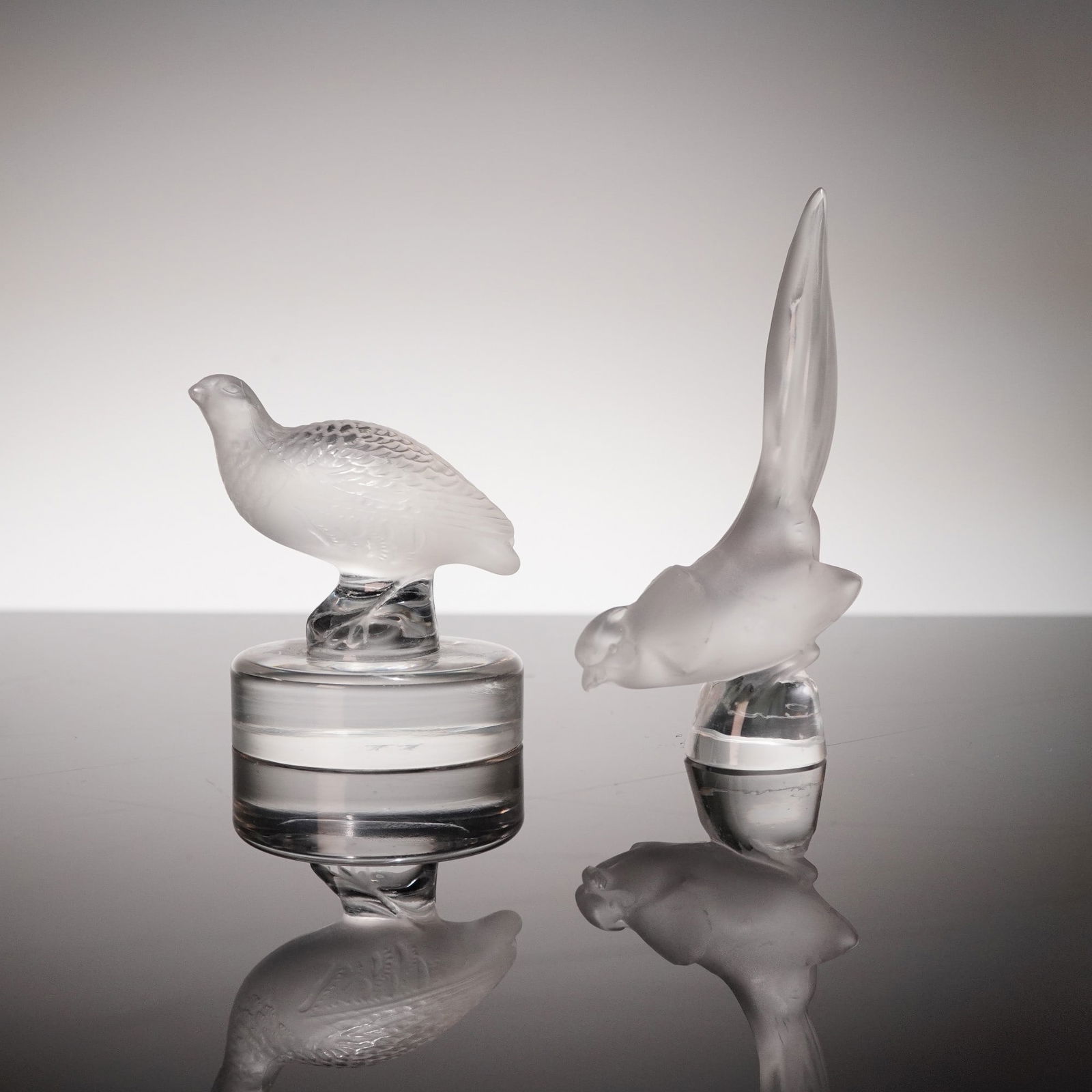 2pc Lalique Crystal Animal Car Mascot Paperweights (1 of 5)