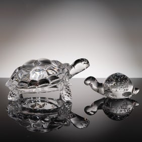 2pc Clear Art Glass Turtles