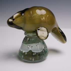 Art Glass Manatee Paperweight