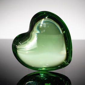Baccarat Green Crystal Heart Paperweight
