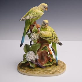 Andrea by Sadek Porcelain Figurine, Parakeets 9237