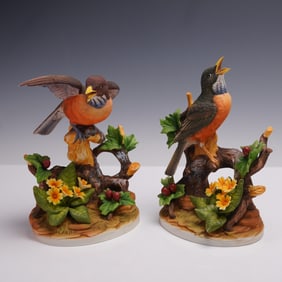 Pair of Andrea J. Sadek Porcelain Figurines, Robin 8253