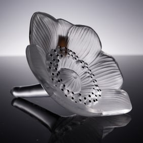 Lalique Crystal Floral Sculpture, Anemone
