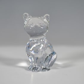 Daum France Crystal Cat Paperweight
