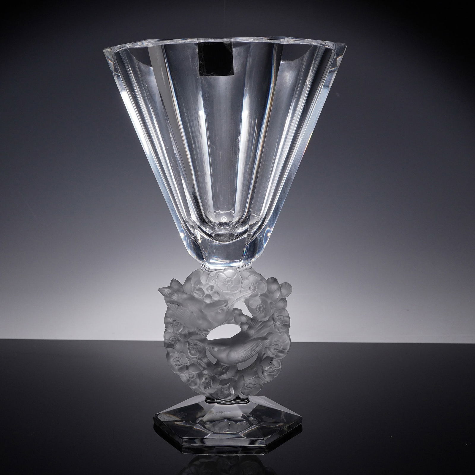 Lalique Crystal Vase, Large Mesanges Vase (1 of 5)