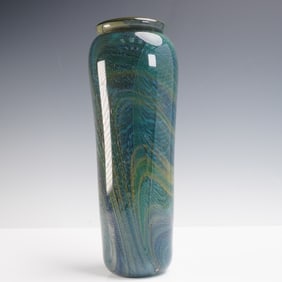 Studio Art Glass Vase in Oceanic Swirl Design