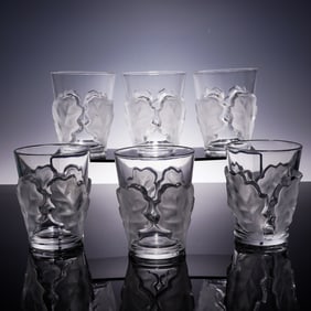 6pc Lalique Double Old Fashioned Tumblers, Chene
