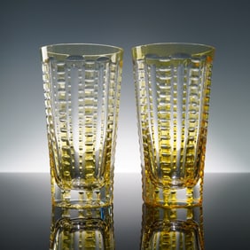 Pair of William Yeoward Crystal Lulu Yellow Highball Glasses
