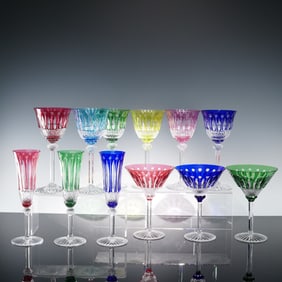 12pc Saint-Louis Crystal Colorful Stemware, Tommy
