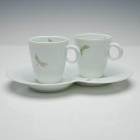3pc Van Cleef & Arpels Tea Cups and Saucer Set, Dragonfly