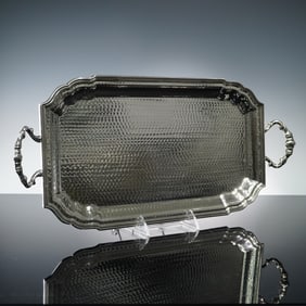 OLRI Italian Silverplate Hammered Serving Tray