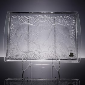 Lalique Crystal Tray, Perdrix-Partridge
