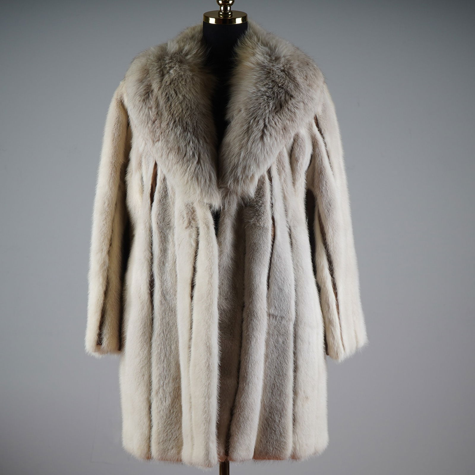 Vintage Kneeter Silver Grey Mink Fur Coat with Shawl Collar (1 of 6)