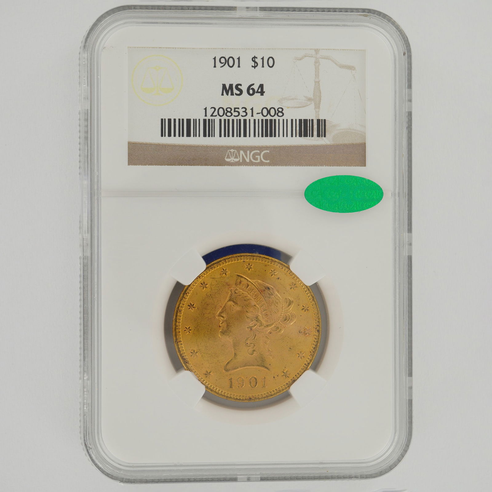 1901 NGC MS 64 Graded Liberty Head $10 Gold Coin (1 of 2)
