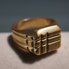 Vintage 8K Gold Brutalist Geometric Ring
