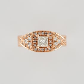 14kt Blush Rose Gold Diamond Bridal Set with Intricate Detailing