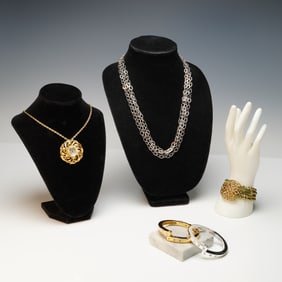 5pc Jewelry Set with Pendant Watch Chain and Bracelets