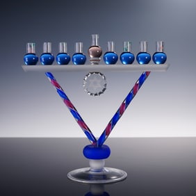Judaica Santi Murano Glass Menorah