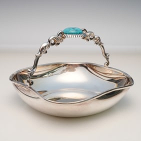 Camusso Sterling Silver Basket with Turquoise