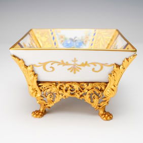 Limoges Porcelain Bowl with Gilt Ormolu Stand