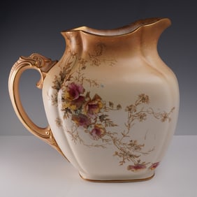 Doulton Burslem Water Jug with Floral Gilt Design