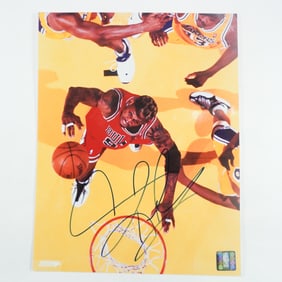 Dennis Rodman Signed Chicago Bulls Photograph with COA