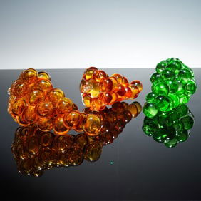 3pc ICET Arte Murano, Hand-Blown Glass Grape Clusters