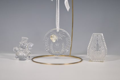 3pc Waterford Crystal Ornaments and Figurine
