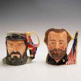 2pc Royal Doulton Character Jugs, Jackson and Grant Lee Civil War Jug