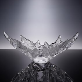Lalique Crystal Leaf Bowl, Champs Elysees