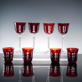 8pc Christofle Crystal Red Barware, Kawali