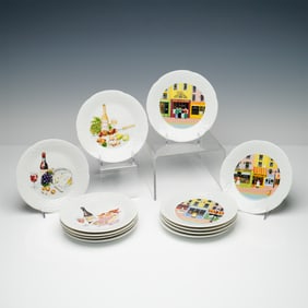 12pc Philippe Deshoulieres Limoges Porcelain Cocktail Plates