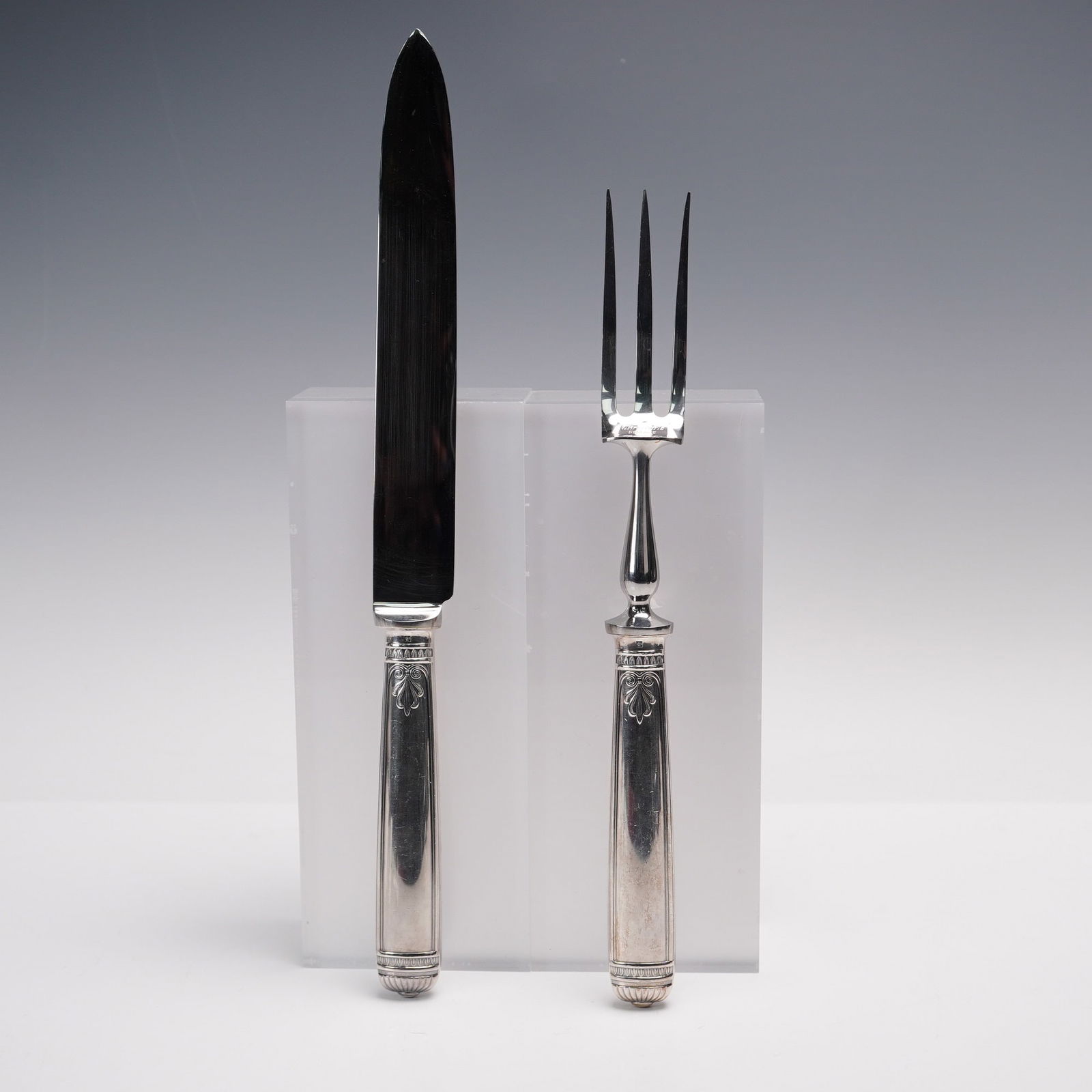 Pair of Christofle Silver-Plated Roast Carving Blade and Fork, Malmaison (1 of 10)