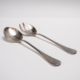 Pair of Christofle Silver-Plated Salad Fork and Spoon, Malmaison