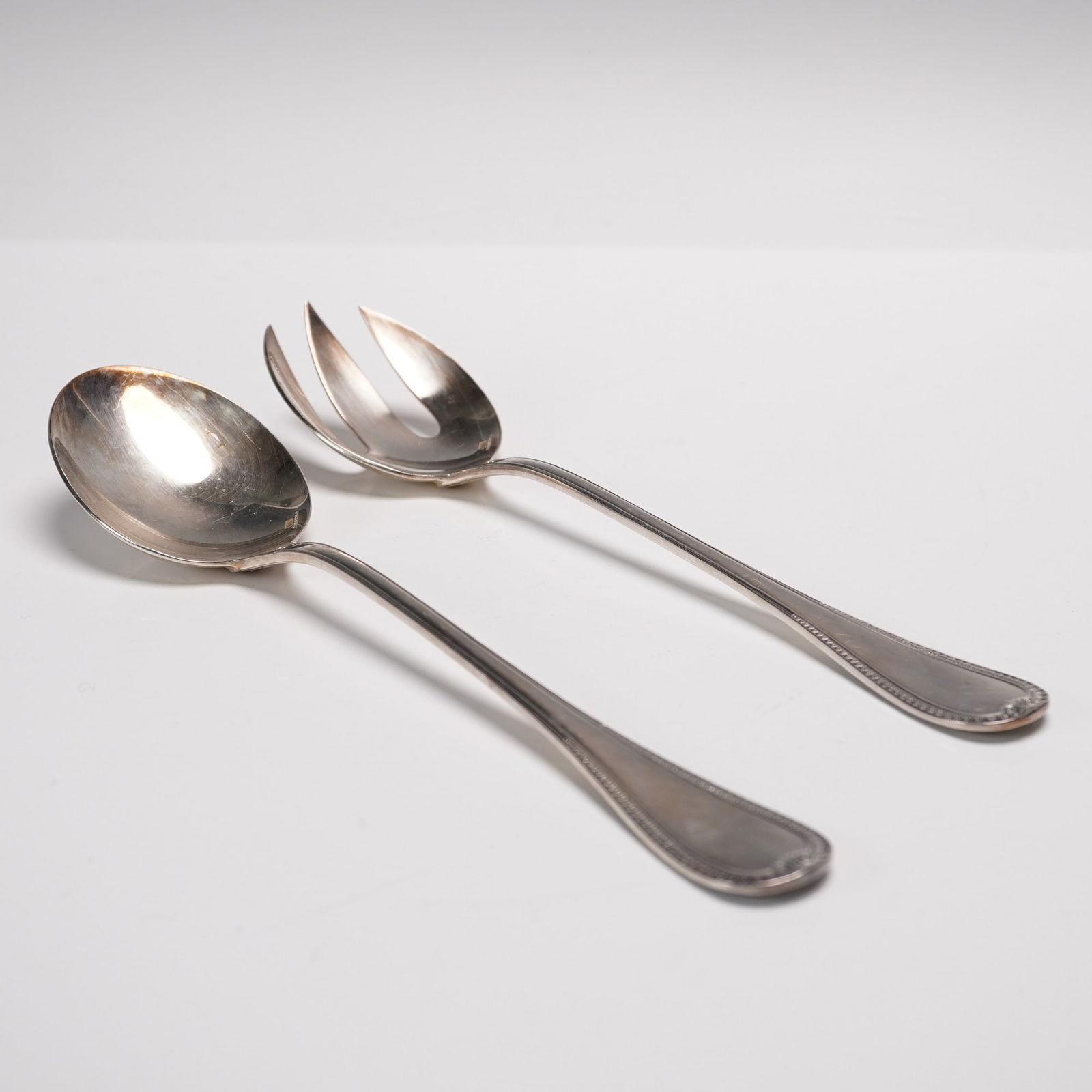 Pair of Christofle Silver-Plated Salad Fork and Spoon, Malmaison (1 of 9)