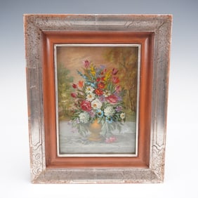 Antique Still Life Oil on Board, Signed by Gret