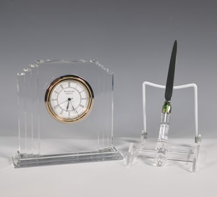 2pc Waterford Crystal Clock and Letter Opener