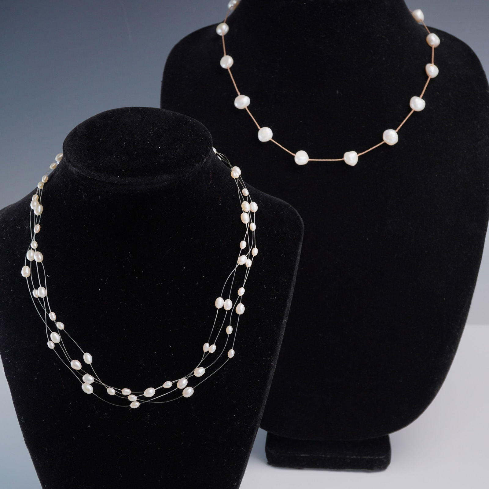 2pc Freshwater Pearl Necklace Lot with 14K and 925 Clasps (1 of 10)