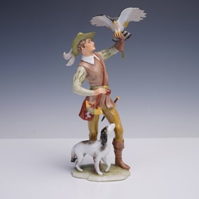 AK Kaiser Porcelain Figurine, Falconer with Dog