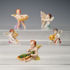 5pc German Porcelain Cherub Figurines - Volkstedt & Sitzendor