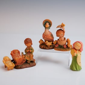 5pc Anri Hand Carved Nursery Theme Figurines