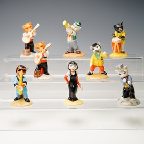 8pc Beswick England Porcelain Cat Musicians and Singer Figurines