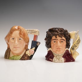 2pc Royal Doulton Character Jugs, Oscar Wilde D7146 and Beethoven D7021