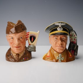 2pc Royal Doulton Porcelain Jugs, Erwin Rommel D7290 & Eisenhower D6937