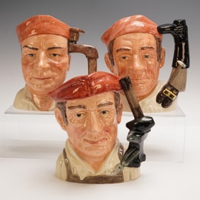 3pc Royal Doulton Character Jugs, Williamsburg Series