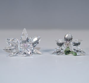 2pc Swarovski Crystal Orchids Paperweights