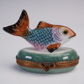 Limoges Porcelain Fish Trinket Box