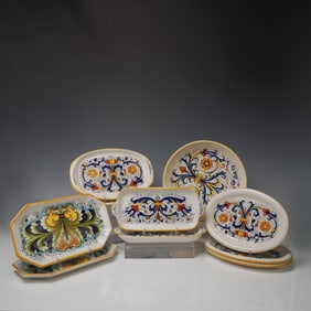 11pc Nova Deruta Italian Ceramic Serving Tray & Bowl Set