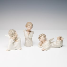 3pc Lladro Porcelain Angel Figurines