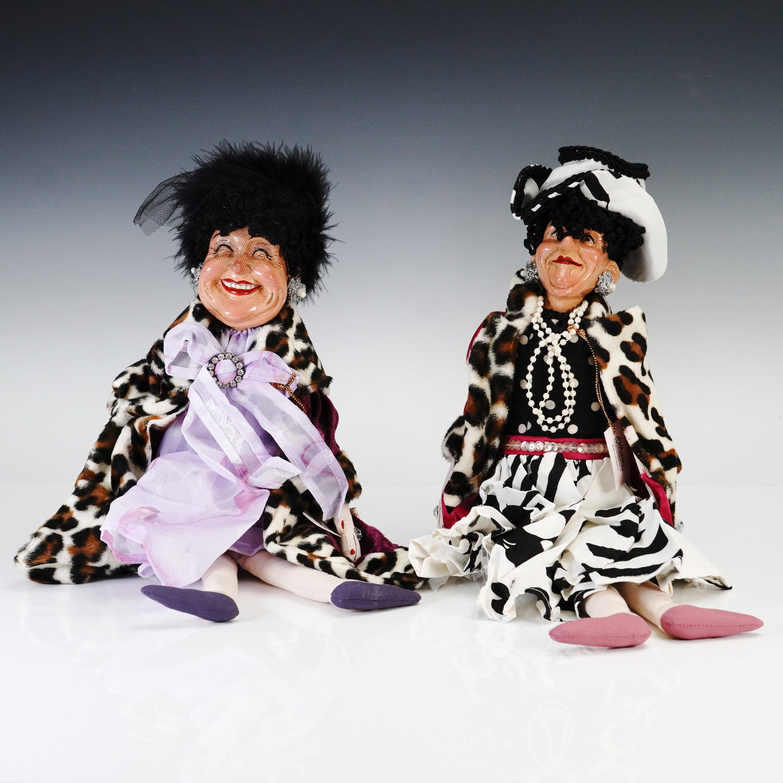 2pc Katherine's Collection Animal Print Lady Dolls, Made in Philippines (1 of 4)